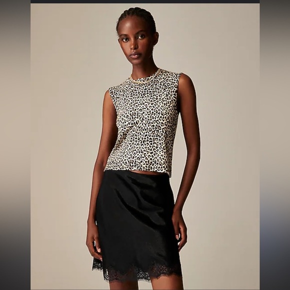 Crew Featherweight cashmere-blend sweater shell in leopard